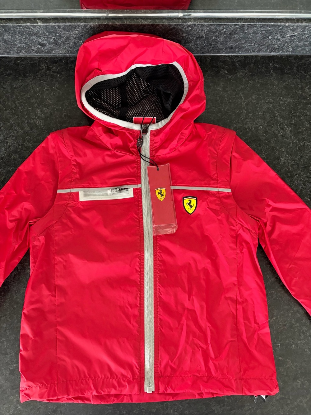 Kids Red Jacket with Ferrari Patch